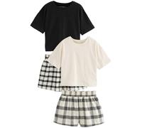 NEXT Fille Pyjamas tissés à Carreaux, Lot de 2 Noir/Blanc 11 Ans