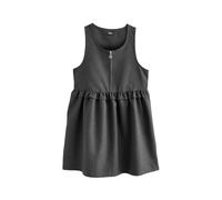 NEXT Fille Robe Chasuble d'école avec Devant zippé et Volants sur la Taille Gris 3 Ans
