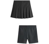 NEXT Fille Short Cycliste et Jupe plissée, Ensemble Gris 8 Ans