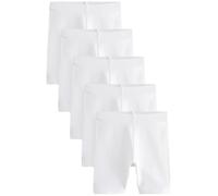 NEXT Fille Short Cycliste Long Extensible en Coton Majoritaire, Lot de 5 Blanc 3 Ans