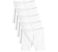 NEXT Fille Short Cycliste Stretch en Coton Majoritaire Longueur Standard, Lot de 5 Blanc 10 Ans