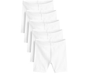 NEXT Fille Short Cycliste Stretch en Coton Majoritaire Longueur Standard, Lot de 5 Blanc 4 Ans