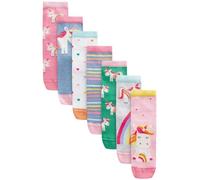 NEXT Fille Socquettes licorne en coton majoritaire, lot de 7 Pink, Green and blue 31-36