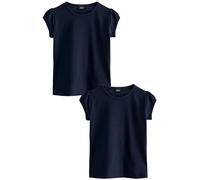 Next Fille T-Shirt 100% Coton à Manches Bouffantes, Lot de 2 Bleu Marine 16 Ans