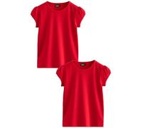 Next Fille T-Shirt 100% Coton à Manches Bouffantes, Lot de 2 Rouge 16 Ans