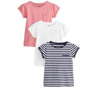 NEXT Fille T-Shirt avec liseré orné de Marguerites, Lot de 3 Blue/Pink/White 8 Ans