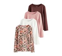 NEXT Fille T-Shirt côtelé à Manches Longues, Lot de 4 Animal 4 Ans