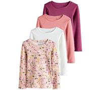 NEXT Fille T-Shirt côtelé à Manches Longues, Lot de 4 Pink Floral Print 8 Ans