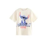 NEXT Fille T-Shirt Oversize 100% Coton Disney Lilo et Stitch sous Licence Blanc 8 Ans