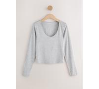 next Fitted Crew Neck Long Sleeve T-Shirt Gris L (FR 46-48)