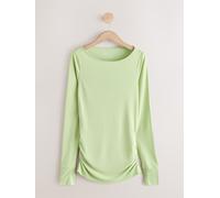 Next Fluro Green Active Lightweight Modal Ruched Side Long Sleeve Top