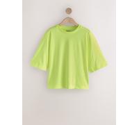Next Fluro Green Relaxed Boxy Elbow Length Crew Neck T-Shirt