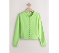 Next Fluro Green Slim Supersoft Crew Neck Cardigan with Wool