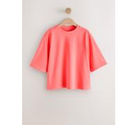 Next Fluro Pink Relaxed Boxy Elbow Length Crew Neck T-Shirt