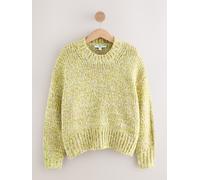 Next Fluro Yellow Multi Twist Knit Crew Neck Jumper With Wool
