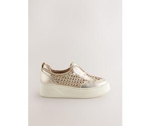 Next Forever Comfort Cuir Compensées Chaussures plates tressées Or EU 41 (UK 7)