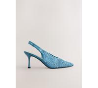 Next Forever Comfort Lace Point Toe Slingback Heels Bleu ue43