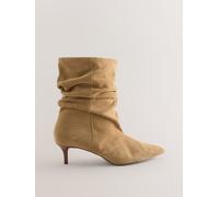next Forever Comfort Leather Slouch Ankle Heeled Boots Brun EU 37 (UK 4)