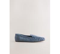 Next Forever Comfort Suede Leather Ruched Loafers Bleu ue40