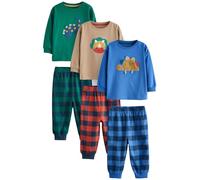 NEXT Garçon Bas de Pyjama tissé à Carreaux, Lot de 3 Green/Orange/Blue Dinosaur 12 Mois