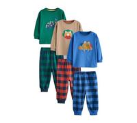 NEXT Garçon Bas de Pyjama tissé à Carreaux, Lot de 3 Green/Orange/Blue Dinosaur 3 Ans