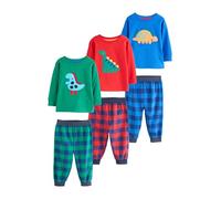 NEXT Garçon Bas de Pyjama tissé à Carreaux, Lot de 3 Red/Blue/Green Check Dinosaur 4 Ans-5 Ans