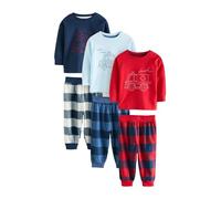 NEXT Garçon Bas de Pyjama tissé à Carreaux, Lot de 3 Red/Navy/Blue Vehicle 2 Ans-3 Ans