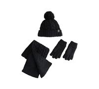 NEXT Garçon Bonnet, Gants et écharpe, 3 pièces Black Cable Knit 14 Ans