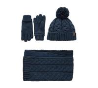 NEXT Garçon Bonnet, gants et écharpe, 3 pièces Navy Blue Cable Knit 5 Ans-6 Ans