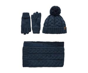NEXT Garçon Bonnet, gants et écharpe, 3 pièces Navy Blue Cable Knit 5 Ans-6 Ans