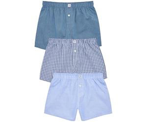 NEXT Garçon Caleçon tissé 100% Coton, Lot de 3 Bleu 5 Ans-6 Ans