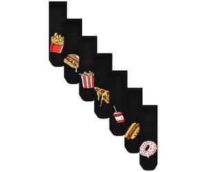 NEXT Garçon Chaussettes en coton majoritaire, 7 paires Black Food 31-36