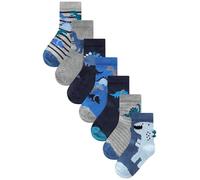 NEXT Garçon Chaussettes en coton majoritaire, 7 paires Blue Dino 20.5