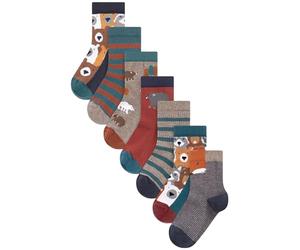 NEXT Garçon Chaussettes en coton majoritaire, 7 paires Brown Animal Stripe 31-36