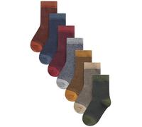 NEXT Garçon Chaussettes en coton majoritaire, 7 paires Rayures multicolores 24-28