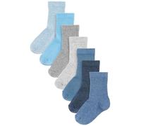 NEXT Garçon Chaussettes en maille fine côtelée de coton majoritaire, 7 paires Bleu/bleu marine 23-25.5
