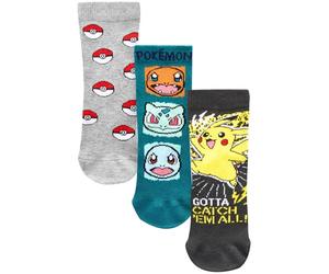 NEXT Garçon Chaussettes Gaming sous licence en coton majoritaire, 3 paires Pokémon Multi 23-25.5