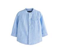 NEXT Garçon Chemise en Lin mélangé à col Tunisien Bleu 6 Mois-9 Mois