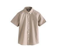 Next Garçon Chemise Oxford en Coton Majoritaire à Manches Courtes et Logo Taupe 11 Ans