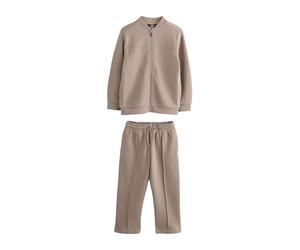 NEXT Garçon Ensemble blouson aviateur habillé en jersey et pantalon de jogging Marron mink 6 Ans