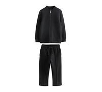 NEXT Garçon Ensemble blouson aviateur habillé en jersey et pantalon de jogging New Black 6 Ans