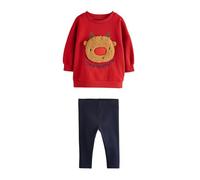 NEXT Garçon Ensemble pull col rond et leggings de Noël, 2 pièces | Coupe standard, 100 % coton