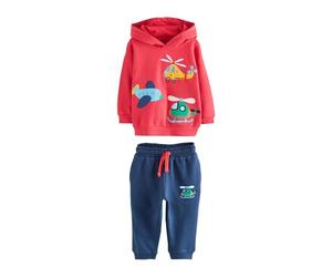 NEXT Garçon Ensemble sweat à capuche et pantalon de jogging Red/Navy Blue Appliqué Transport 3 Ans-4 Ans