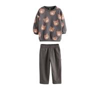 NEXT Garçon Ensemble sweat et pantalon de jogging à motif Charcoal Grey Bear All Over 3 Ans-4 Ans