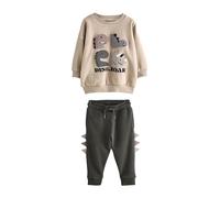 NEXT Garçon Ensemble sweat et pantalon de jogging color block Grey and Charcoal Dinosaur Spike 12 Mois-18 Mois