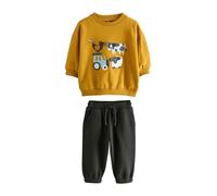 NEXT Garçon Ensemble sweat et pantalon de jogging color block Ochre Yellow/Charcoal Farm 3 Ans-4 Ans