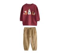 NEXT Garçon Ensemble sweat et pantalon de jogging color block Rouge 2 Ans-3 Ans