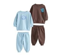 NEXT Garçon Ensemble sweat et pantalon de jogging, lot de 2 Chocolate Brown and Blue 9 Mois-12 Mois