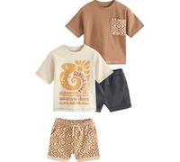 NEXT Garçon Ensemble t-shirt à manches courtes et short, lot de 2 Marron 4 Ans