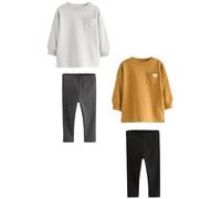 NEXT Garçon Ensemble t-shirt à manches longues et legging, lot de 2 Grey/Ochre Yellow 6 Ans